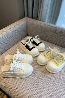 Casual Slip-On Thick-Soled White Slippers for Women - Sweet & Versatile 2025 Style Half-Drag Shoes