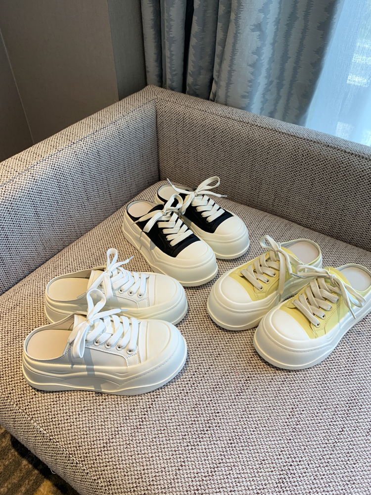 Casual Slip-On Thick-Soled White Slippers for Women - Sweet & Versatile 2025 Style Half-Drag Shoes Casual Slip-On Thick-Soled White Slippers for Women - Sweet & Versatile 2025 Style Half-Drag Shoes