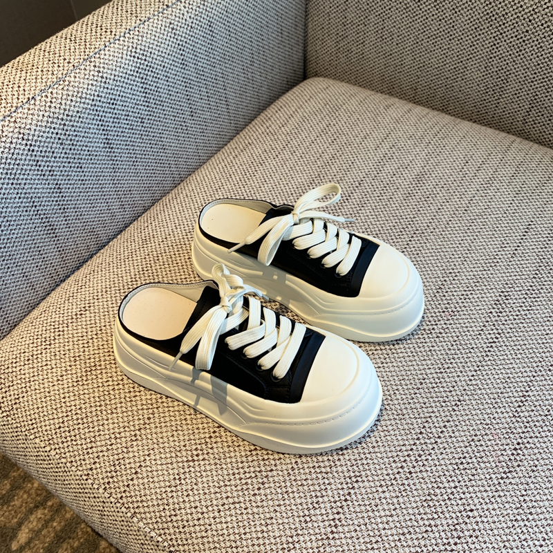 Casual Slip-On Thick-Soled White Slippers for Women - Sweet & Versatile 2025 Style Half-Drag Shoes Casual Slip-On Thick-Soled White Slippers for Women - Sweet & Versatile 2025 Style Half-Drag Shoes