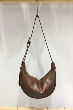Casual Solid Color Soft Leather Croissant Dumpling Bag - Versatile Shoulder Crossbody Bag for Everyday Style
