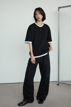 Casual Two-Piece Henley Short Sleeve T-Shirt for Men and Women - Simple Loose Fit, Unisex, Stylish Everyday Wear