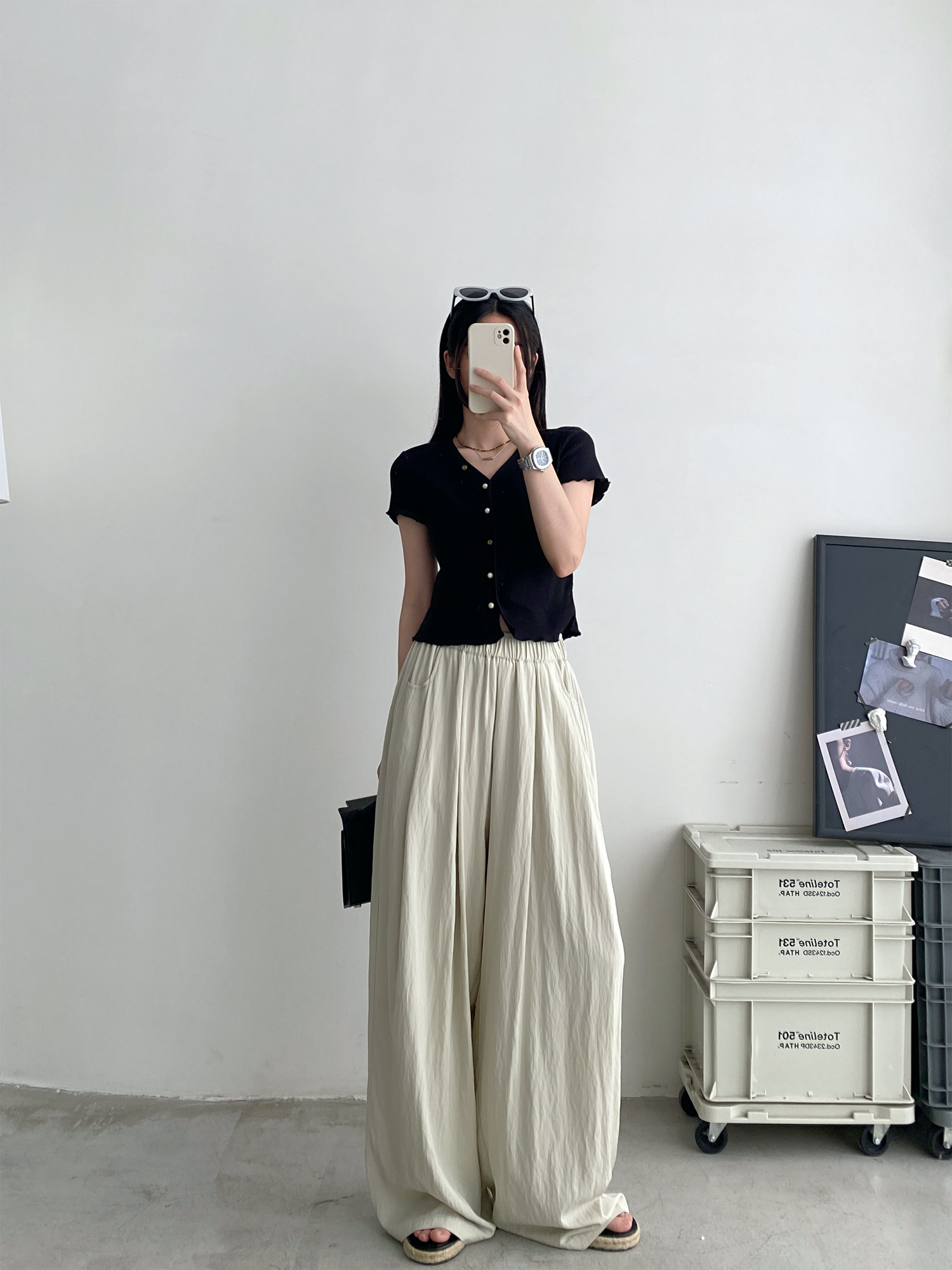 Casual Wide-Leg Pants in Water-Washed Faux Tencel - Soft, Heavy-Duty, Cool Feel, Lazy Tone Shambon Style Casual Wide-Leg Pants in Water-Washed Faux Tencel - Soft, Heavy-Duty, Cool Feel, Lazy Tone Shambon Style
