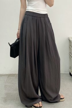 Casual Wide-Leg Pants in Water-Washed Faux Tencel - Soft, Heavy-Duty, Cool Feel, Lazy Tone Shambon Style