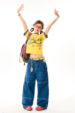 Cat Fun Print Color Block Short Sleeve T-Shirt for Women - Summer Versatile Top in Playful Dopamine Colors