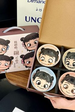 Ceramic Rice Bowl Set - Colorful Underglaze Dessert and Ice Cream Bowls for Kids - High-Value Tableware for Home Dining