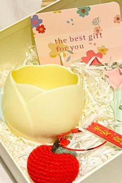 Ceramic Tulip-Shaped Coffee Cup with Saucer - Aesthetic Relief Design for Office and Home, Perfect Gift for Stylish Girls