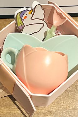 Ceramic Tulip-Shaped Coffee Cup with Saucer - Aesthetic Relief Design for Office and Home, Perfect Gift for Stylish Girls