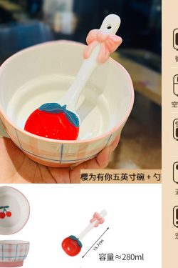 Charming 5-Inch Ceramic Rice Bowl for Girls, High-Quality Ice Cream Dessert Bowl, Sweet Soup Bowl for Everyday Use