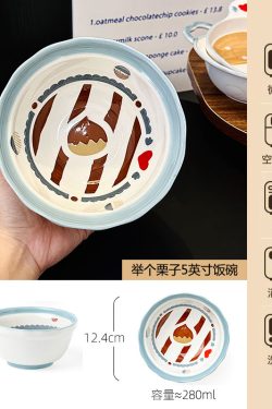 Charming 5-Inch Ceramic Rice Bowl for Girls, High-Quality Ice Cream Dessert Bowl, Sweet Soup Bowl for Everyday Use