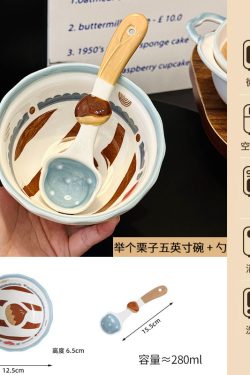 Charming 5-Inch Ceramic Rice Bowl for Girls, High-Quality Ice Cream Dessert Bowl, Sweet Soup Bowl for Everyday Use