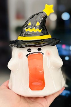 Charming Ceramic Graduation Mug for Girls, Stylish Ghost Design with Lid, Perfect Birthday Party Favor