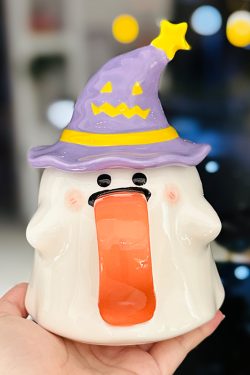 Charming Ceramic Graduation Mug for Girls, Stylish Ghost Design with Lid, Perfect Birthday Party Favor