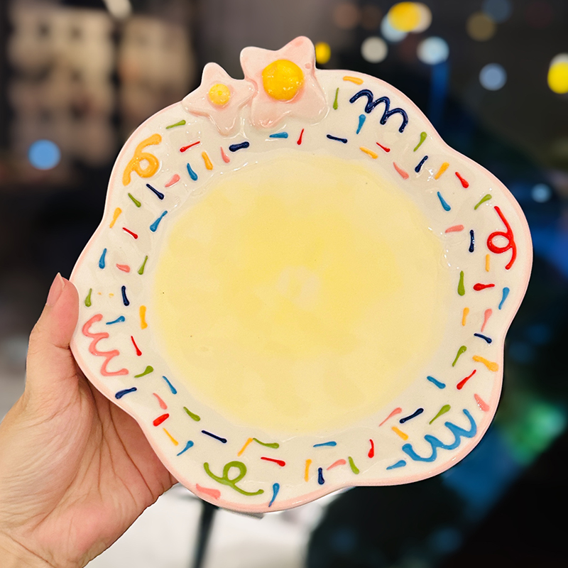 Charming Embossed Flower Dinnerware Set for Girls - Under-glaze Ceramic Yogurt Bowls and Plates, Cute Floral Design Charming Embossed Flower Dinnerware Set for Girls - Under-glaze Ceramic Yogurt Bowls and Plates, Cute Floral Design