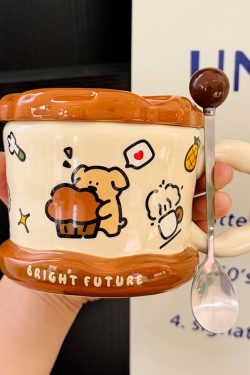 Charming Poodle Mug for Girls - High-End Ceramic Water Cup, Perfect for Breakfast and Couples