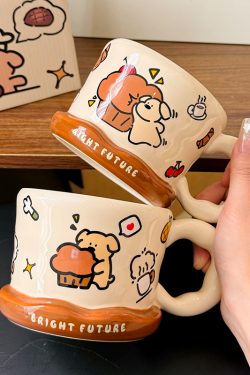 Charming Poodle Mug for Girls - High-End Ceramic Water Cup, Perfect for Breakfast and Couples