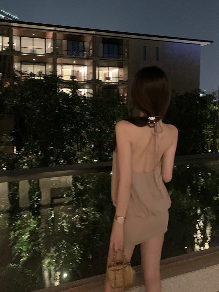 Charming Thai-Inspired Bodycon Dress for Women, Plunging Neckline, Tie Backless Design, Short Length, Trendy Summer Style Charming Thai-Inspired Bodycon Dress for Women, Plunging Neckline, Tie Backless Design, Short Length, Trendy Summer Style