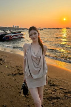 Charming Thai-Inspired Bodycon Dress for Women, Plunging Neckline, Tie Backless Design, Short Length, Trendy Summer Style