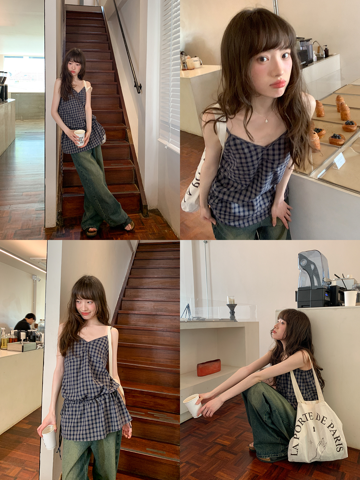 Checkered Long Camisole for Women - Strap Waist Casual Top in Summer 2025 Style, Perfect for Petite Sizes, Trendy 90s Inspired Fashion Checkered Long Camisole for Women - Strap Waist Casual Top in Summer 2025 Style, Perfect for Petite Sizes, Trendy 90s Inspired Fashion