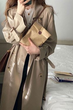 Chic Black Mid-Length Trench Coat for Women, 2024 British Style, Trendy Petite Fashion Outerwear