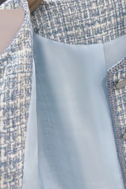 Chic Blue French-Style Short Jacket for Women – Trendy Spring Autumn Streetwear Top 2025