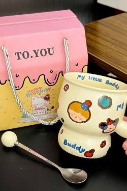 Chic Couple Ceramic Coffee Mugs - Perfect Gift for Girls' Graduation or Birthday, Stylish Home Drinkware Set