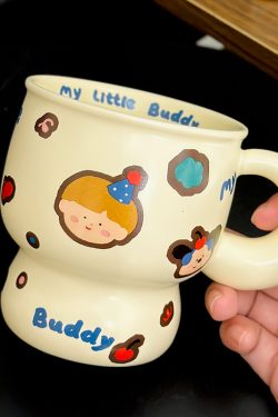 Chic Couple Ceramic Coffee Mugs - Perfect Gift for Girls' Graduation or Birthday, Stylish Home Drinkware Set