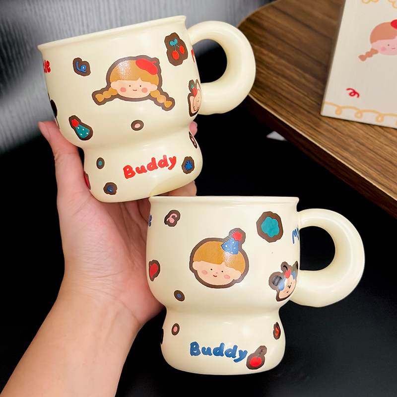 Chic Couple Ceramic Coffee Mugs - Perfect Gift for Girls' Graduation or Birthday, Stylish Home Drinkware Set Chic Couple Ceramic Coffee Mugs - Perfect Gift for Girls' Graduation or Birthday, Stylish Home Drinkware Set