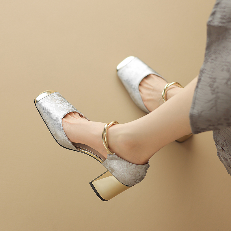 Chic Genuine Leather Square-Toe Mesh Mary Jane Shoes for Women, Spring 2023 Style with Pearl Chunky Heel Chic Genuine Leather Square-Toe Mesh Mary Jane Shoes for Women, Spring 2023 Style with Pearl Chunky Heel