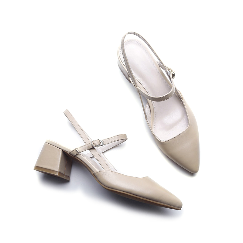 Chic Korean Style Genuine Leather Mid-Heel Sandals for Bridesmaids - Chunky Heel, Pointed Toe, Slimming Design for Spring/Summer Chic Korean Style Genuine Leather Mid-Heel Sandals for Bridesmaids - Chunky Heel, Pointed Toe, Slimming Design for Spring/Summer