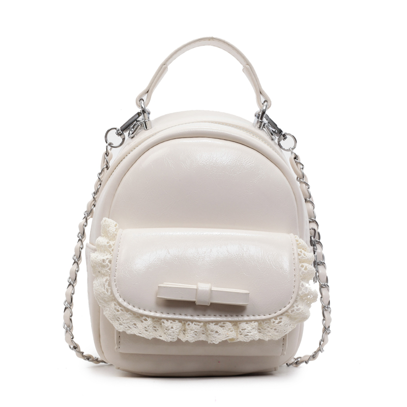 Chic Mini Cute Backpack Shoulder Bag for Women with Stylish Chain Detail and Elegant Lace Trim Chic Mini Cute Backpack Shoulder Bag for Women with Stylish Chain Detail and Elegant Lace Trim
