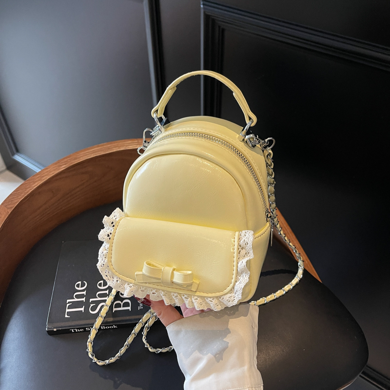 Chic Mini Cute Backpack Shoulder Bag for Women with Stylish Chain Detail and Elegant Lace Trim Chic Mini Cute Backpack Shoulder Bag for Women with Stylish Chain Detail and Elegant Lace Trim