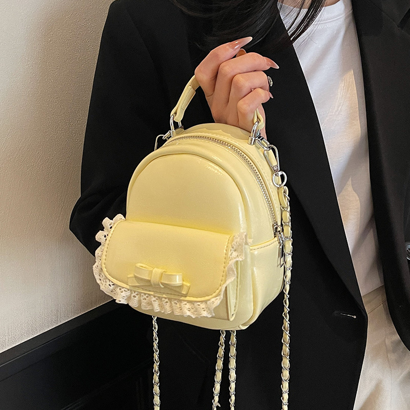 Chic Mini Cute Backpack Shoulder Bag for Women with Stylish Chain Detail and Elegant Lace Trim Chic Mini Cute Backpack Shoulder Bag for Women with Stylish Chain Detail and Elegant Lace Trim