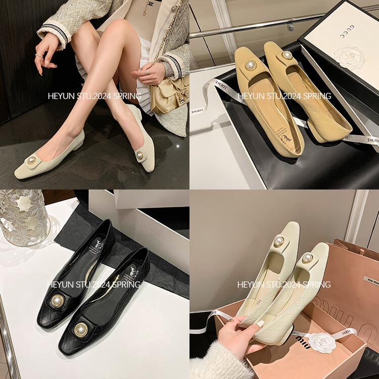 Chic Pearl Mom Shoes - Italian Flat Low-Heeled Shoes for Women, French Elegance, Chanel-Inspired, Trendy Fashion Footwear Chic Pearl Mom Shoes - Italian Flat Low-Heeled Shoes for Women, French Elegance, Chanel-Inspired, Trendy Fashion Footwear