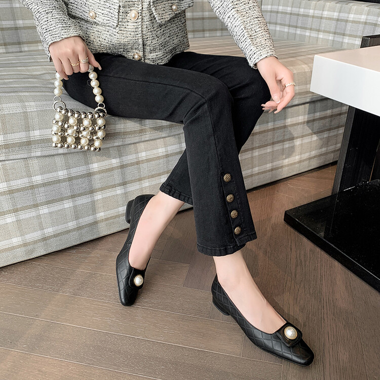 Chic Pearl Mom Shoes - Italian Flat Low-Heeled Shoes for Women, French Elegance, Chanel-Inspired, Trendy Fashion Footwear Chic Pearl Mom Shoes - Italian Flat Low-Heeled Shoes for Women, French Elegance, Chanel-Inspired, Trendy Fashion Footwear