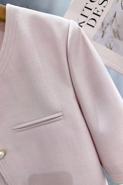 Chic Pink Lightweight Suit Jacket for Women - Versatile Summer 2025 Short Top for Effortless Style