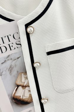 Chic White French Style Short Sleeve Blazer for Women - Summer Lightweight 2025 Fashion Elegant Suit