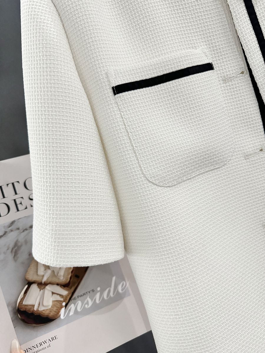 Chic White French Style Short Sleeve Blazer for Women - Summer Lightweight 2025 Fashion Elegant Suit Chic White French Style Short Sleeve Blazer for Women - Summer Lightweight 2025 Fashion Elegant Suit