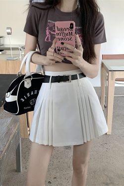 Chic White Plus Size High-Waisted Pleated Half Skirt for Women, Summer A-Line College Style Short Skirt