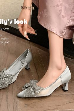 Chic Women's Pointed-Toe Bow Detail High Heels - Versatile French Fashion Style Shallow Mouth Shoes