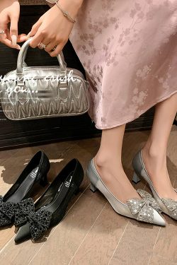 Chic Women's Pointed-Toe Bow Detail High Heels - Versatile French Fashion Style Shallow Mouth Shoes