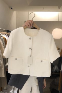 Chic Women's Suit Jacket in Small Fragrant Style - Summer 2025 White Design, Trendy Korean Style Blazer