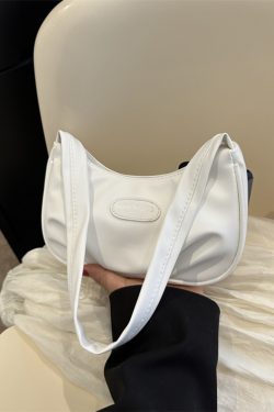 Chic Women's White Baguette Shoulder Bag - Versatile French Style Underarm Bag for Summer 2025