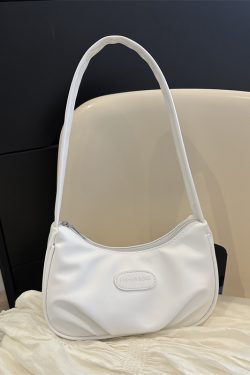 Chic Women's White Baguette Shoulder Bag - Versatile French Style Underarm Bag for Summer 2025
