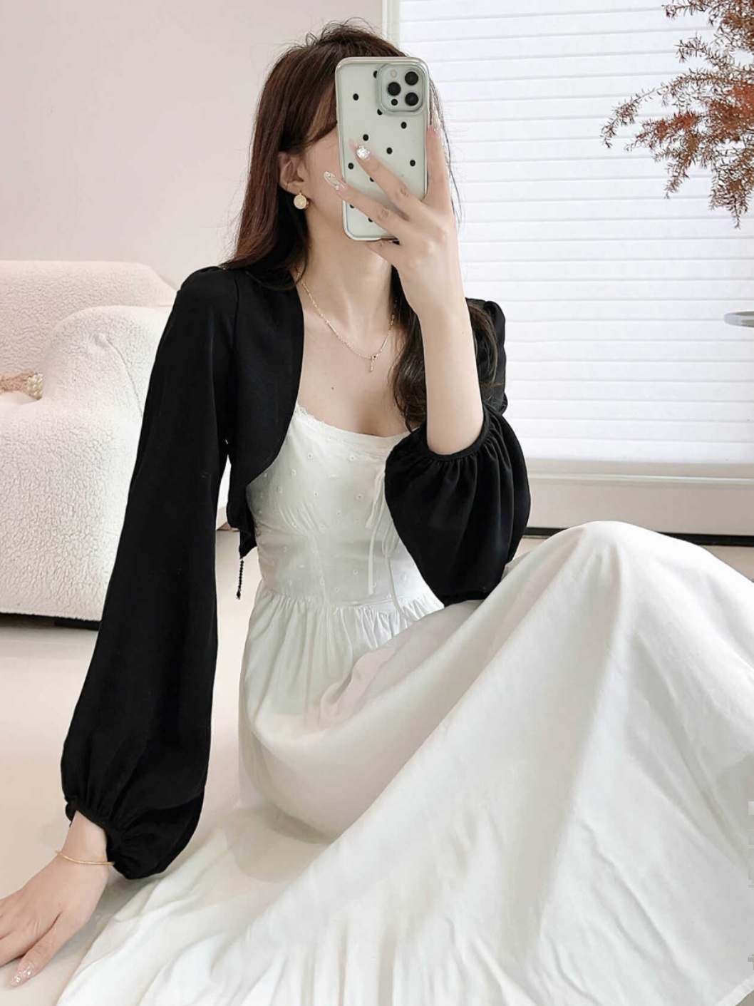 Chiffon Sun Protection Shawl Top for Women, Lantern Sleeves, Beaded Tassel, Versatile Slimming Outerwear for Spring & Summer Chiffon Sun Protection Shawl Top for Women, Lantern Sleeves, Beaded Tassel, Versatile Slimming Outerwear for Spring & Summer