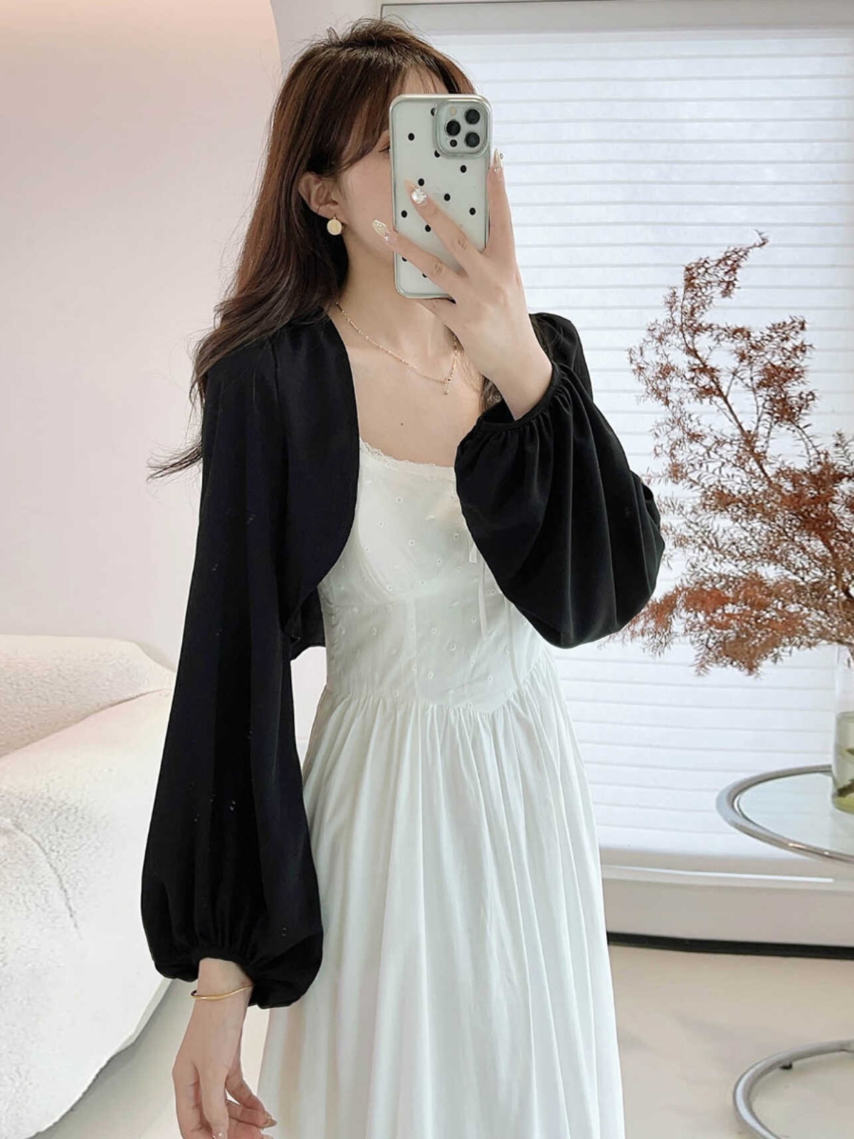 Chiffon Sun Protection Shawl Top for Women, Lantern Sleeves, Beaded Tassel, Versatile Slimming Outerwear for Spring & Summer Chiffon Sun Protection Shawl Top for Women, Lantern Sleeves, Beaded Tassel, Versatile Slimming Outerwear for Spring & Summer