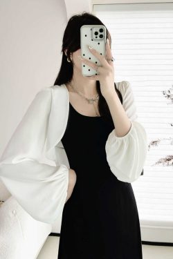 Chiffon Sun Protection Shawl Top for Women, Lantern Sleeves, Beaded Tassel, Versatile Slimming Outerwear for Spring & Summer