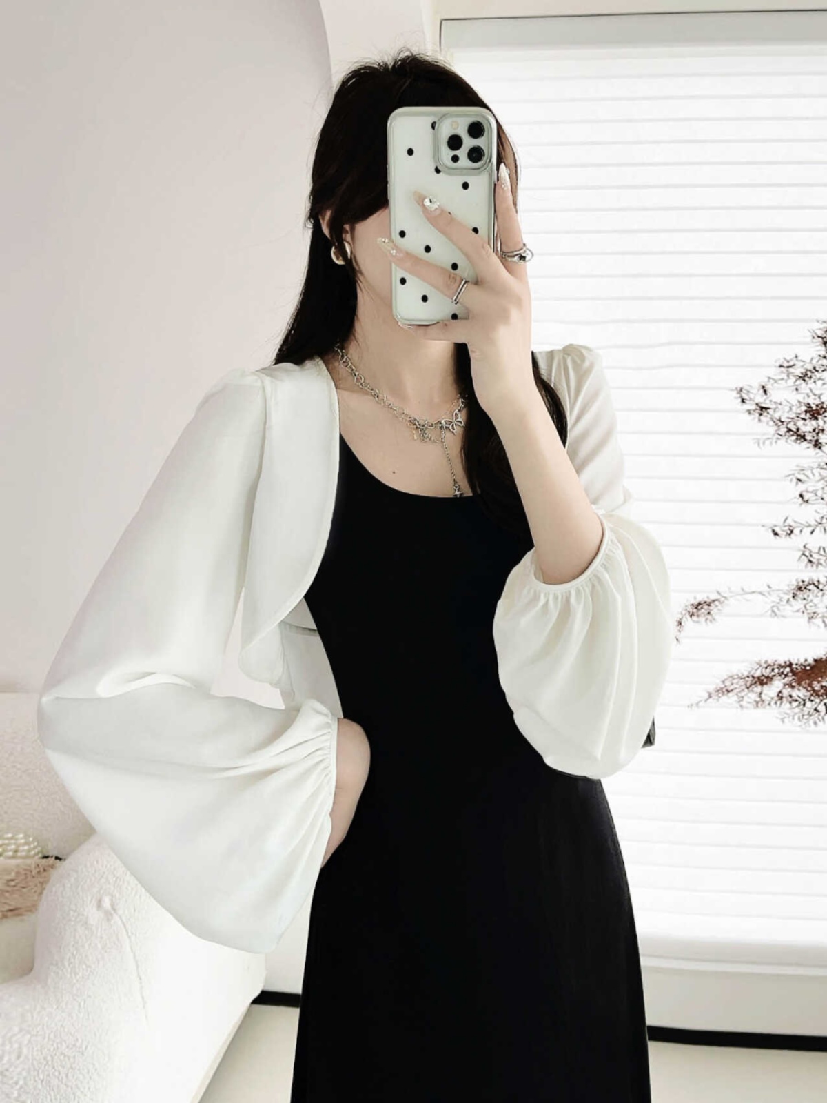 Chiffon Sun Protection Shawl Top for Women, Lantern Sleeves, Beaded Tassel, Versatile Slimming Outerwear for Spring & Summer Chiffon Sun Protection Shawl Top for Women, Lantern Sleeves, Beaded Tassel, Versatile Slimming Outerwear for Spring & Summer