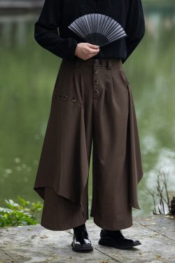 Chinese-Style Layered Retro Trousers for Men and Women - Loose Draped Long Pants for a High-End National Look