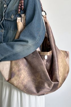 Chinese-Style Printed Dumpling Bag for Women, Versatile Large-Capacity Tote with Wooden Bead Shoulder Strap, National Style Fashion