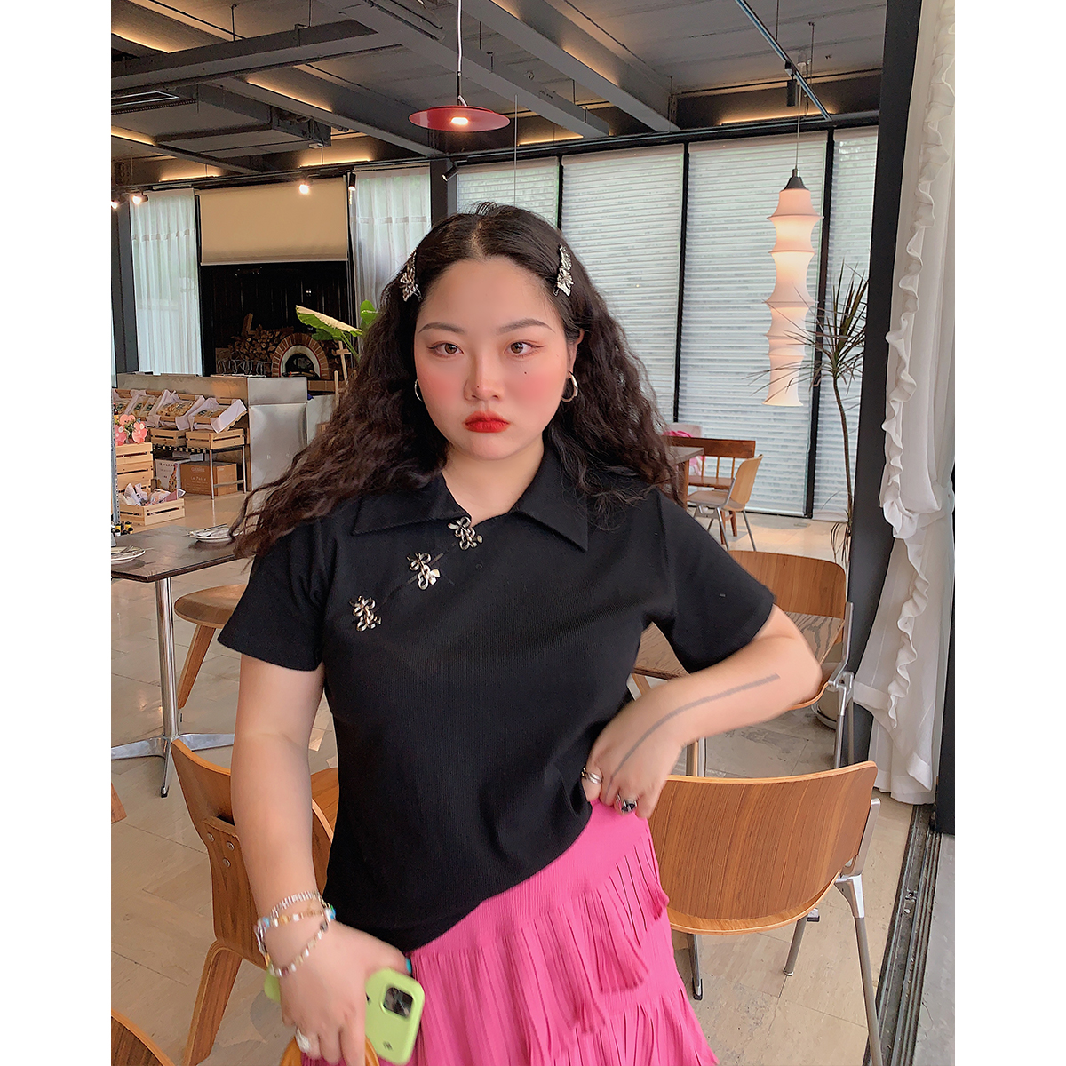 Chinese-Style Retro Short Sleeve T-Shirt for Women, Plus Size Polo Top, Spring Summer National Design, Vintage Aesthetic Chinese-Style Retro Short Sleeve T-Shirt for Women, Plus Size Polo Top, Spring Summer National Design, Vintage Aesthetic